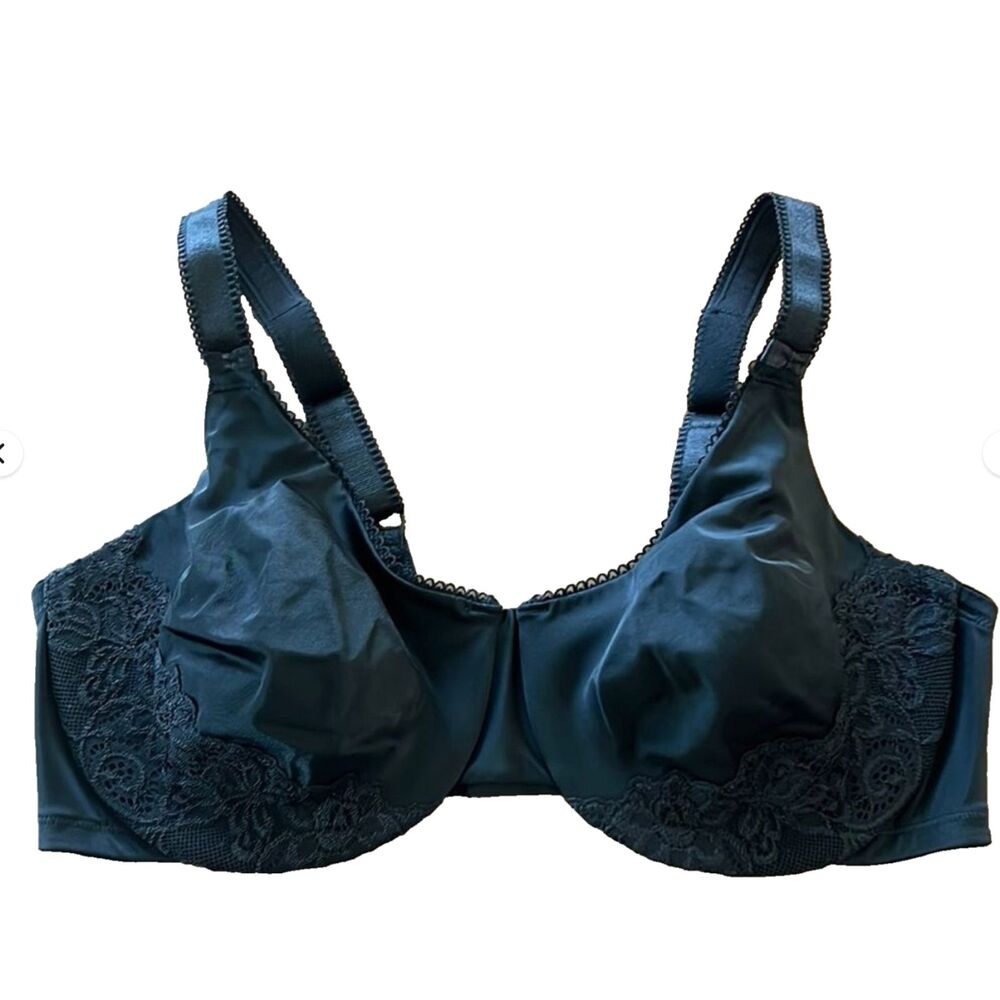 Olga Full Coverage Underwire Bra 40D Black Lace Comfort Support Classic Soft